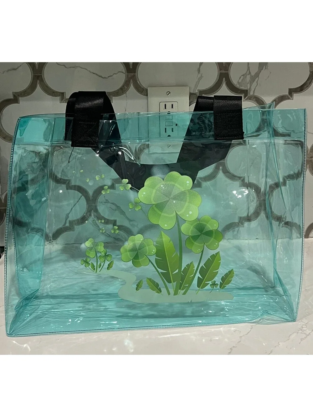 Large Green Clear Tote Bags Iridescent PVC Bag